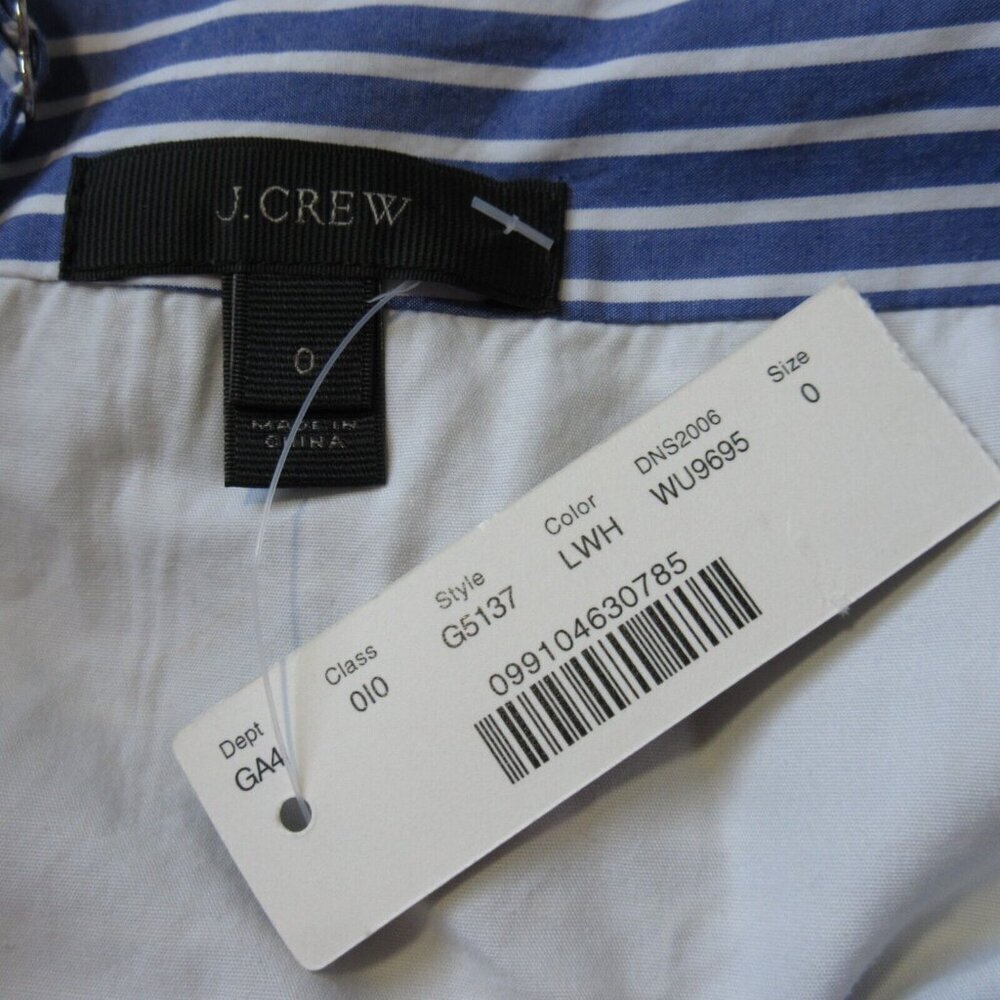 NWT J.Crew Tiered Maxi in Lagoon White Stripes Tie Waist Cotton Sun Dress 0 - Picture 5 of 7